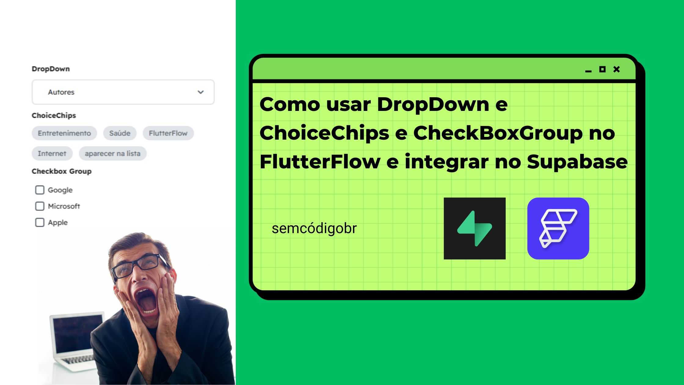 Como usar DropDown, ChoiceChips e CheckBoxGroup no FlutterFlow e integrar no Supabase